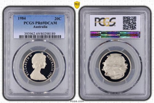 1984 Australian 20c PCGS PR69DCAM Proof Coin