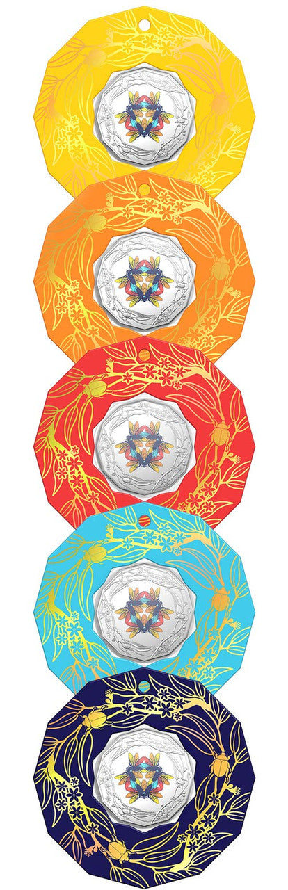 Christmas Decoration 2022 50c Coloured Uncirculated Coin – Set of 5