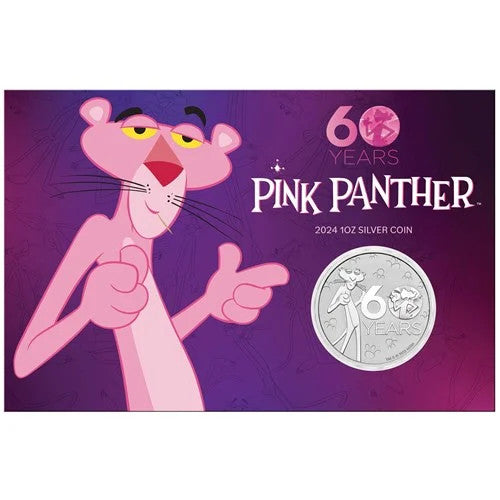 Perth Mint Pink Panther™ 60th Anniversary 2024 1oz Silver Coin in Card