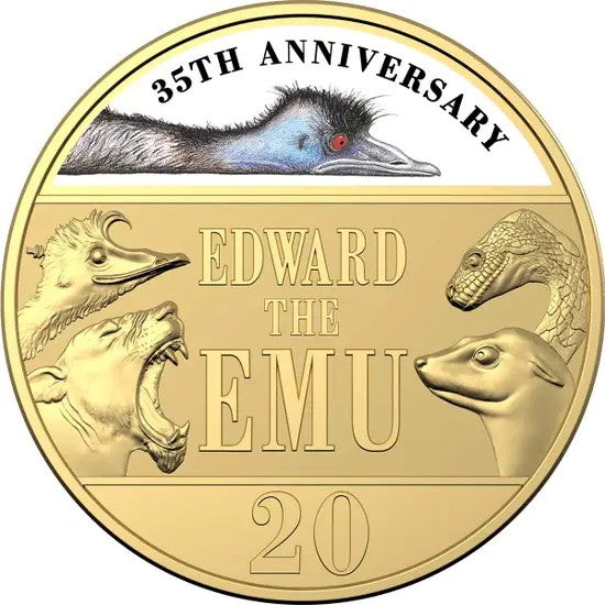 Royal Australian Mint Edward the Emu 35th Anniversary 20c Colour UNC Coin & Delux Edition Book