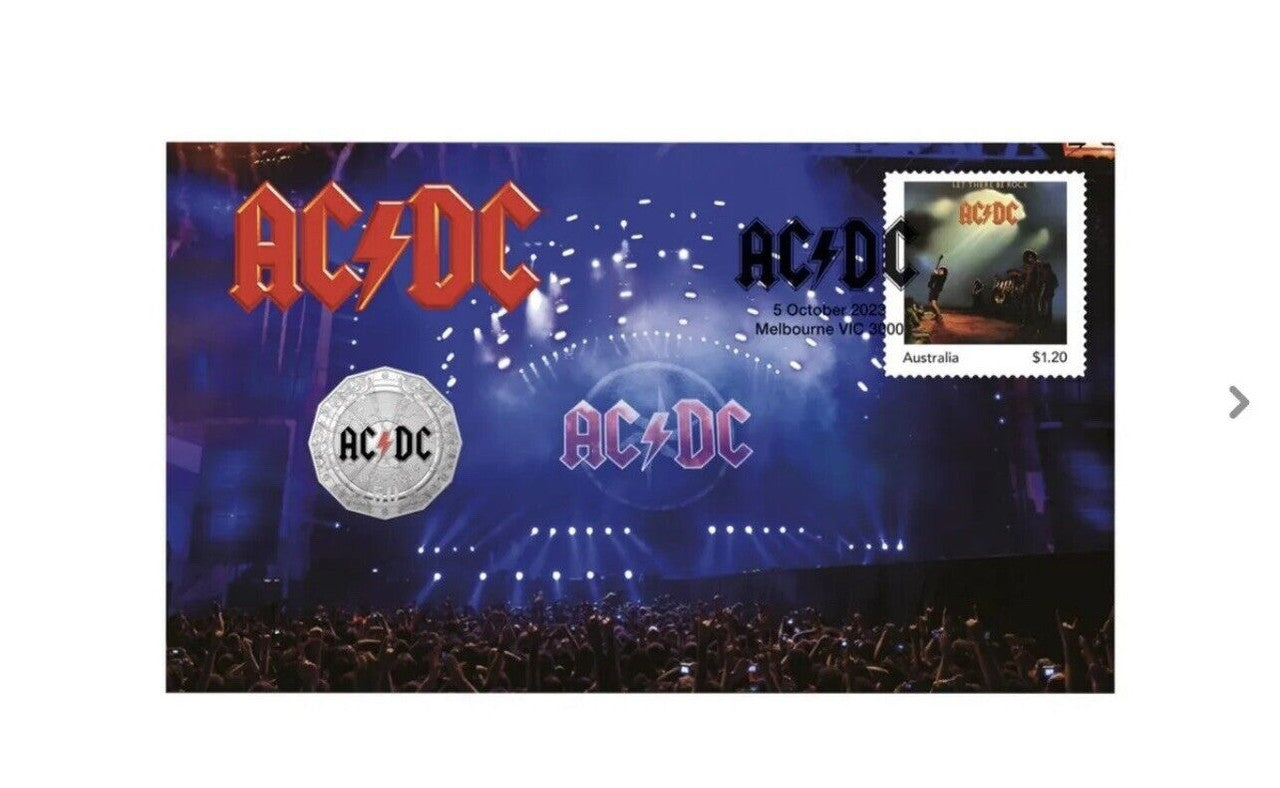 Royal Australian Mint 2023 50c UNC Coin ACDC 50th Anniversary PNC