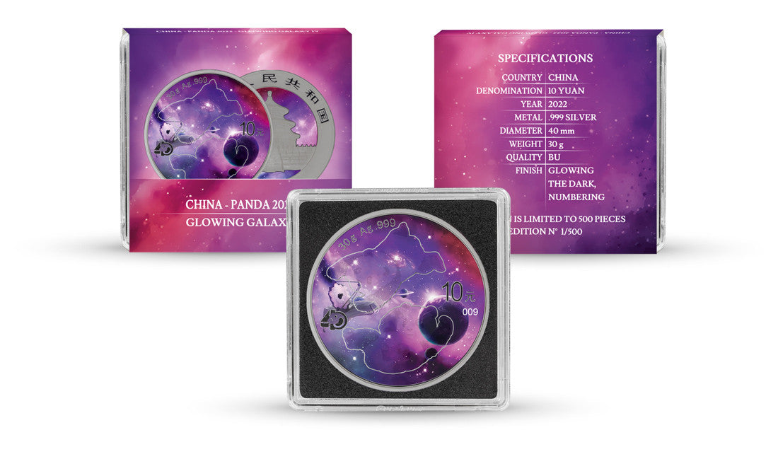 China 2022 Panda 30g .999 Silver BU Coin - Glowing Galaxy IV