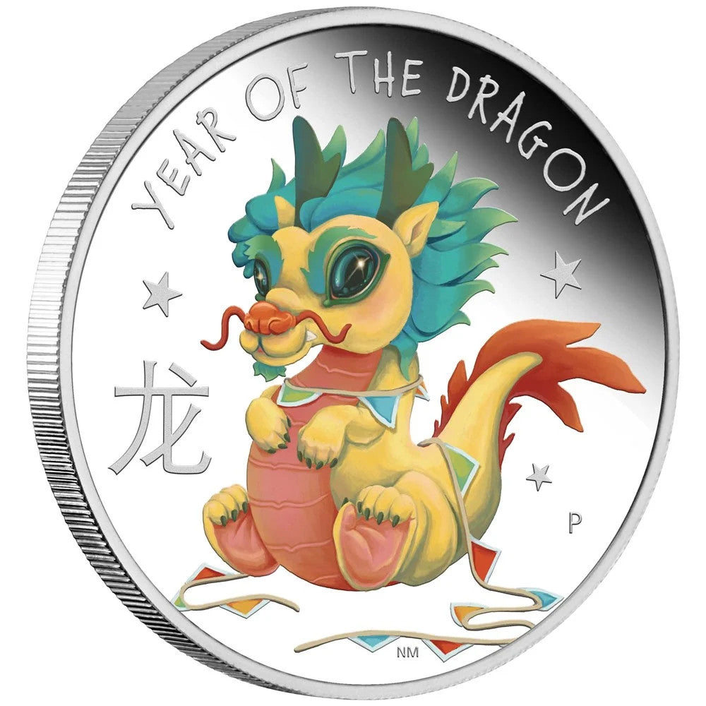 Perth Mint 2024 Lunar III Baby Dragon 1/2 oz Silver Proof Coloured Coin