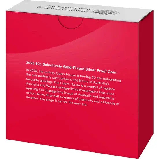 Royal Australian Mint Sydney Opera House 50th Anniversary 2023 50c Selectively Gold-plated Silver Proof Coin