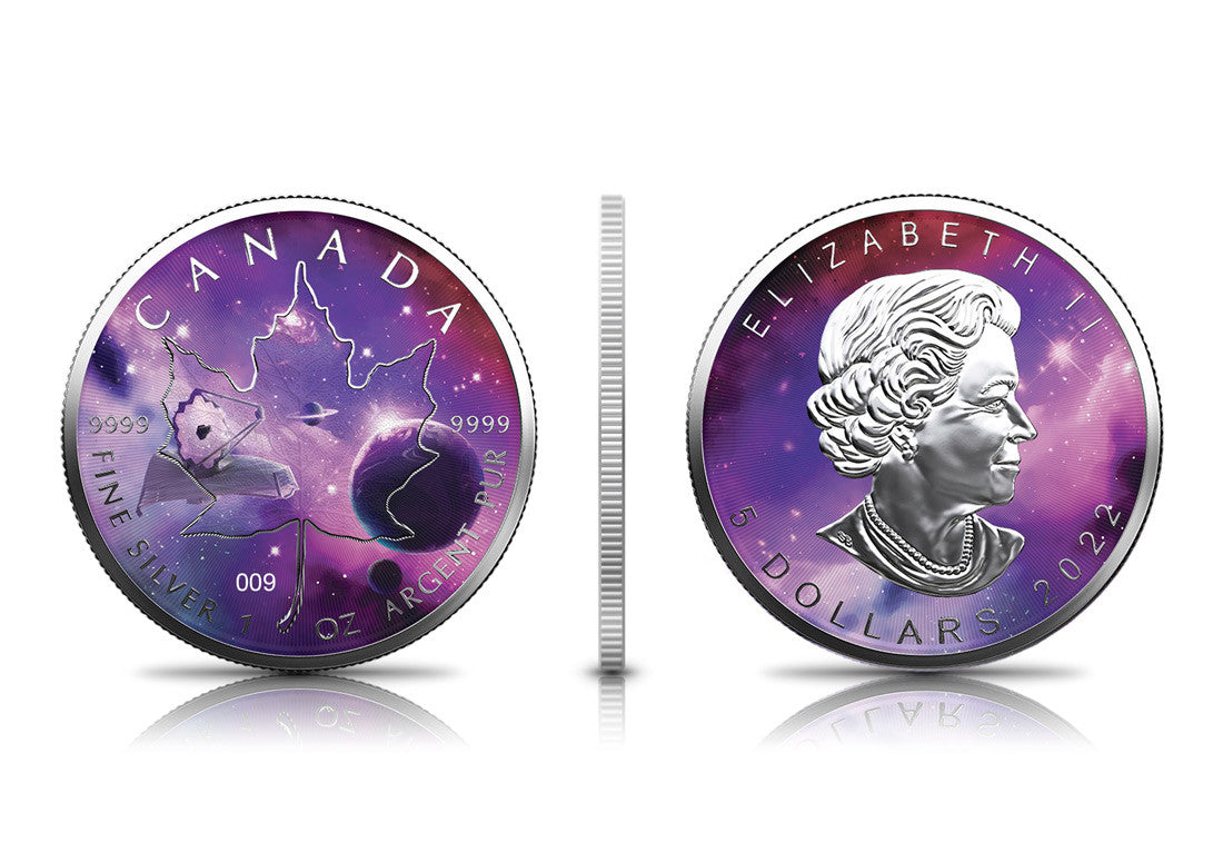 Canada 2022 Maple Leaf 1oz .9999 Silver BU Coin - Glowing Galaxy IV
