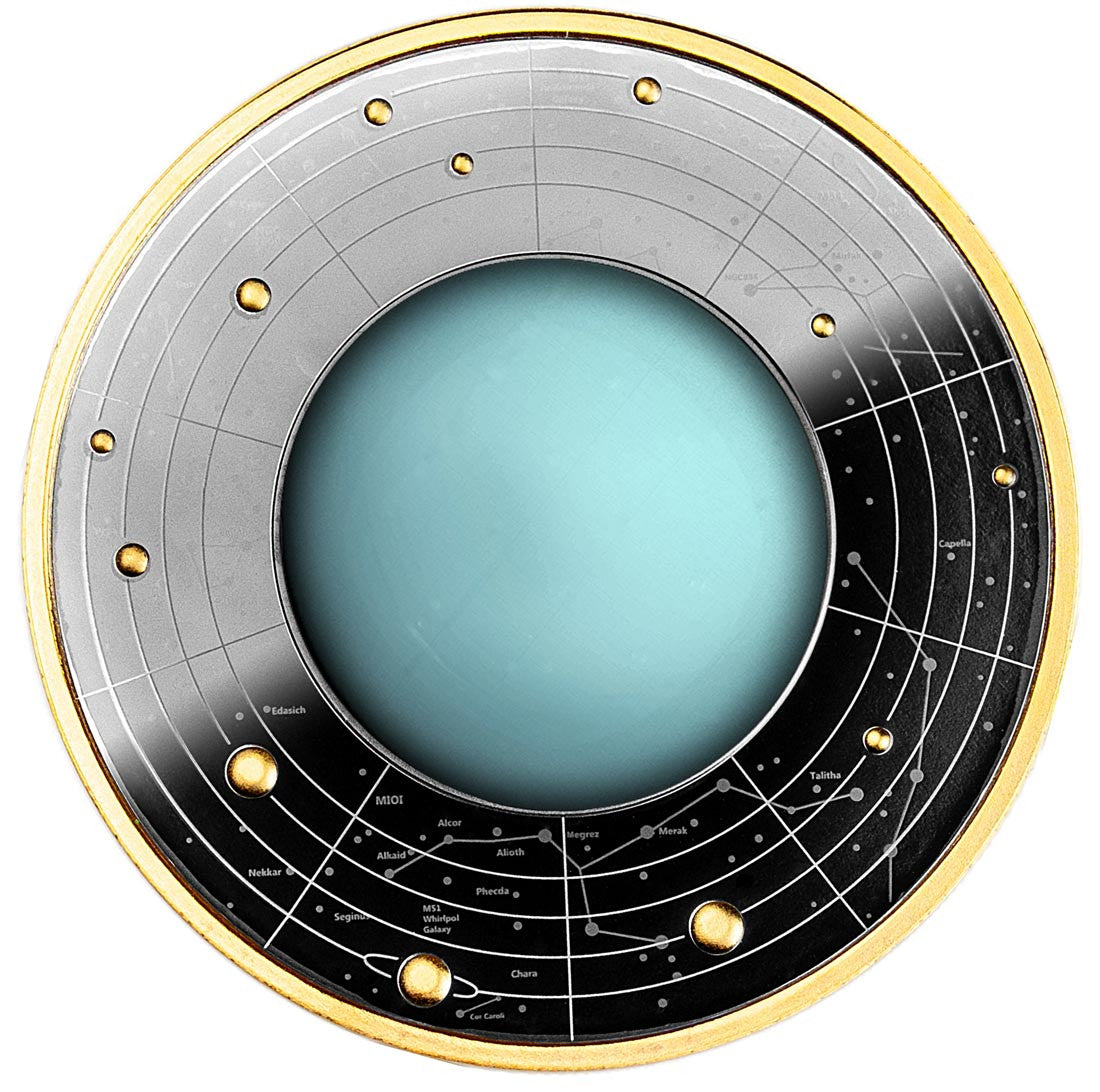 2021 Cameroon 500 Francs Silver Ruthenium Coin - Solar System - Uranus