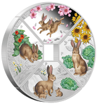 2023 Chinese Lunar Rabbit Quadrant 1 oz 99.99% Silver Proof Coloured 4 Coin Set