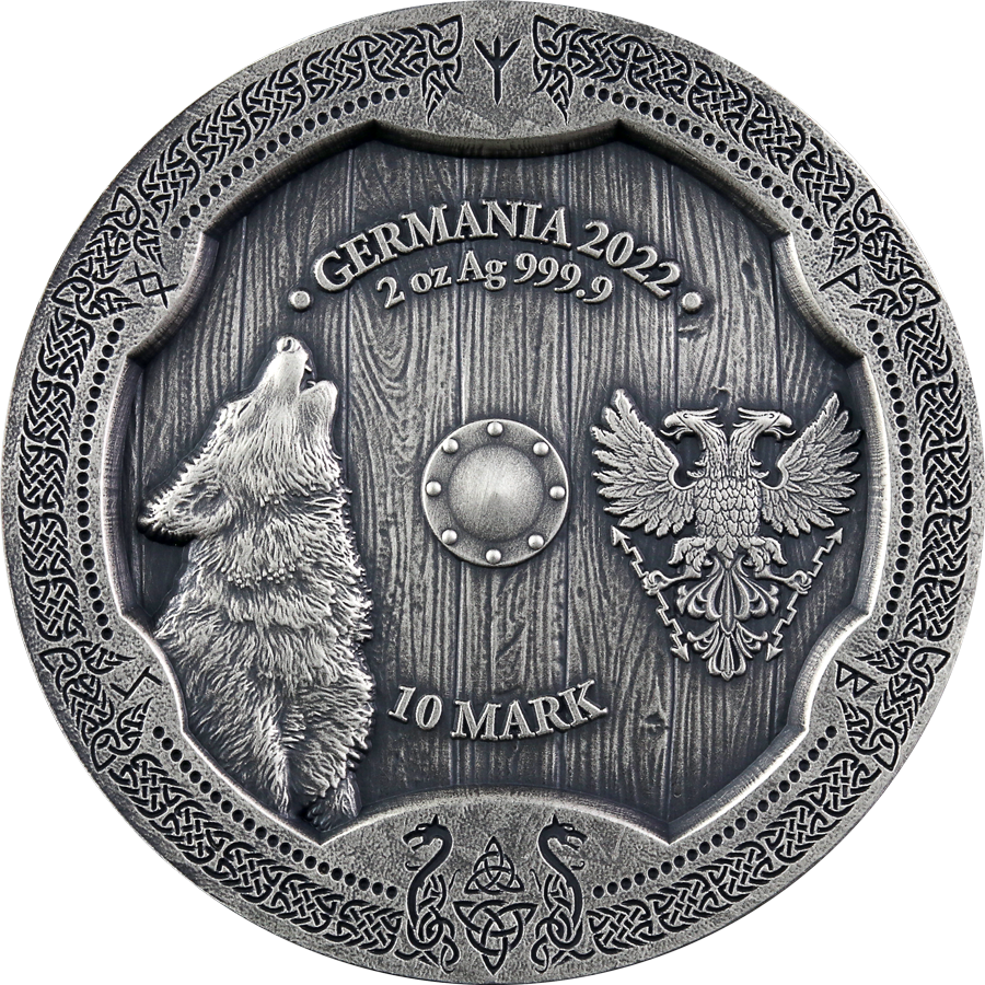 2022 Germania Mint 2oz .9999 Silver BU Ultra High Relief Coin - Valkyries: Hildegard