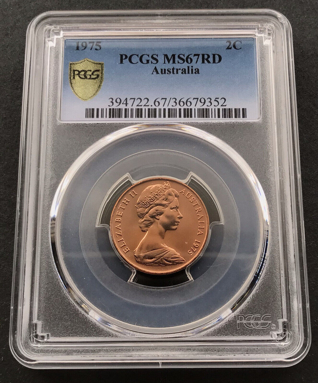 1975 Australian 2c PCGS MS67RD Coin