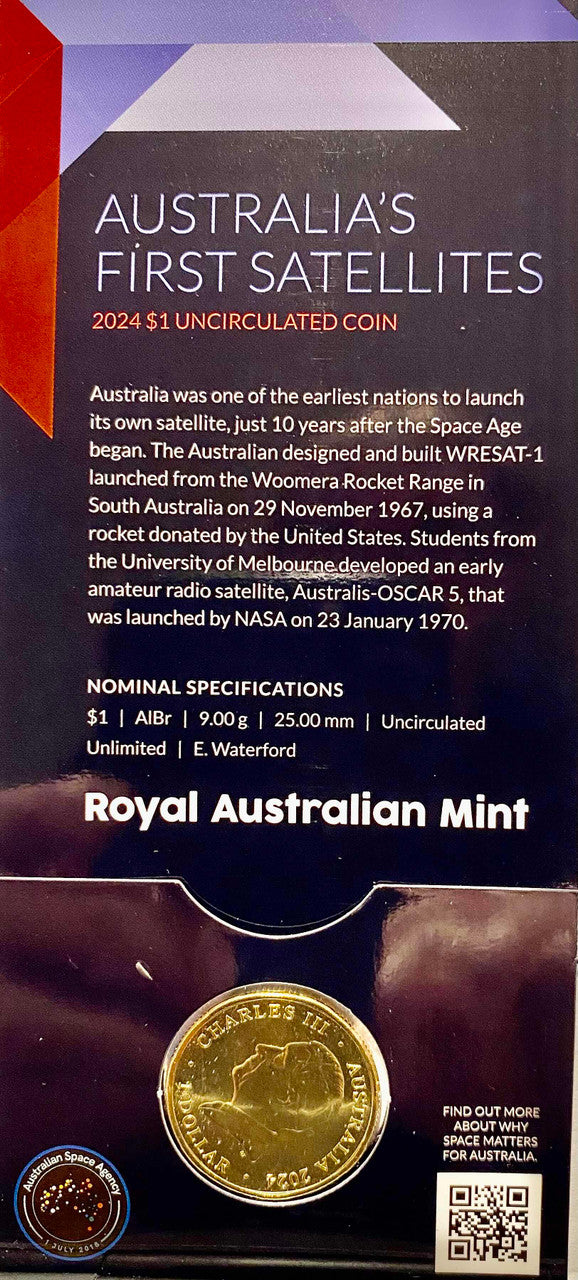 Royal Australian Mint 2024 Out of This World Australia in Space C Mintmark $1 King Charles III Counterstamp UNC Coin