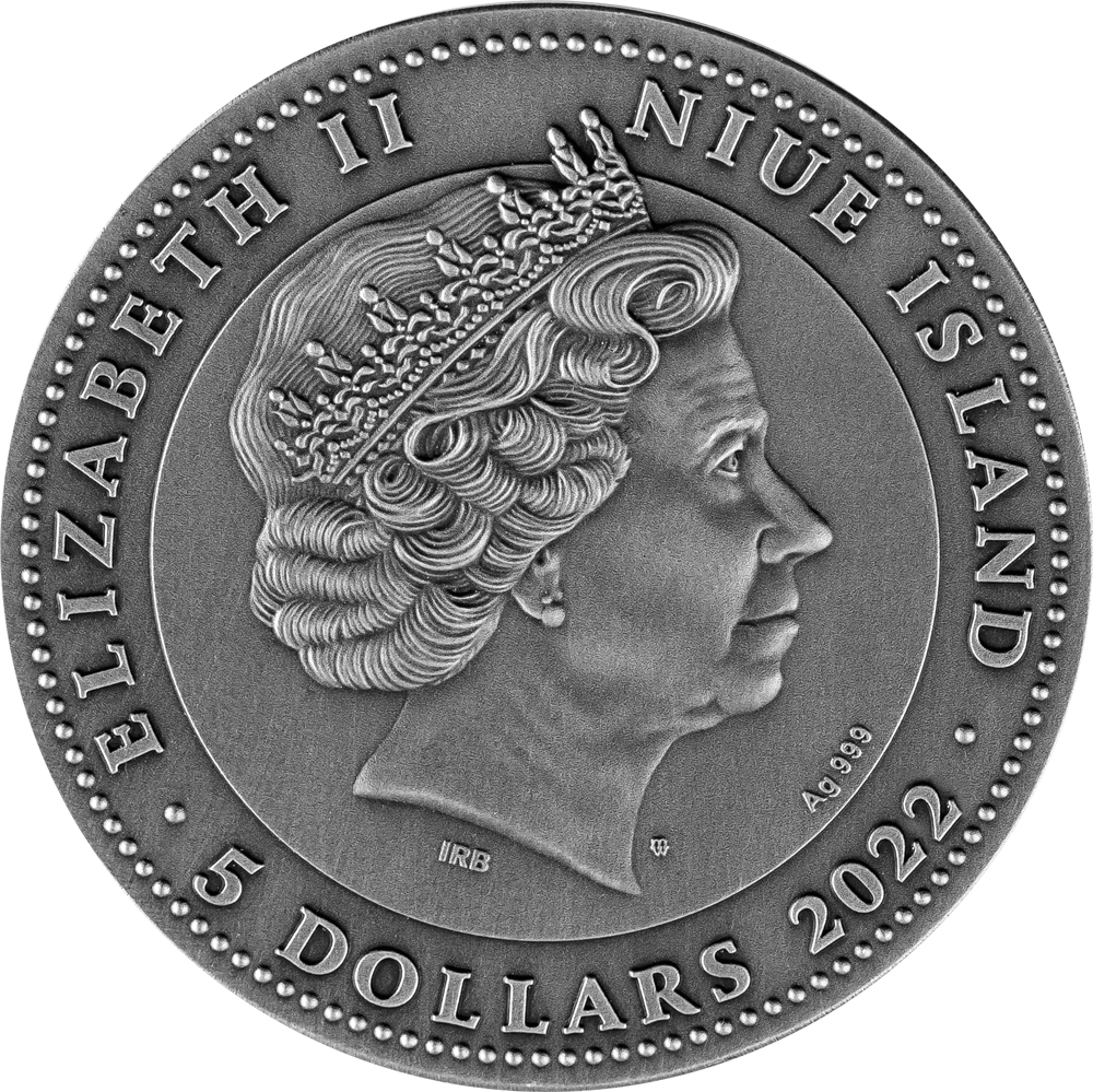 Scarab 2022 Niue $5 2oz Silver Antique Coin