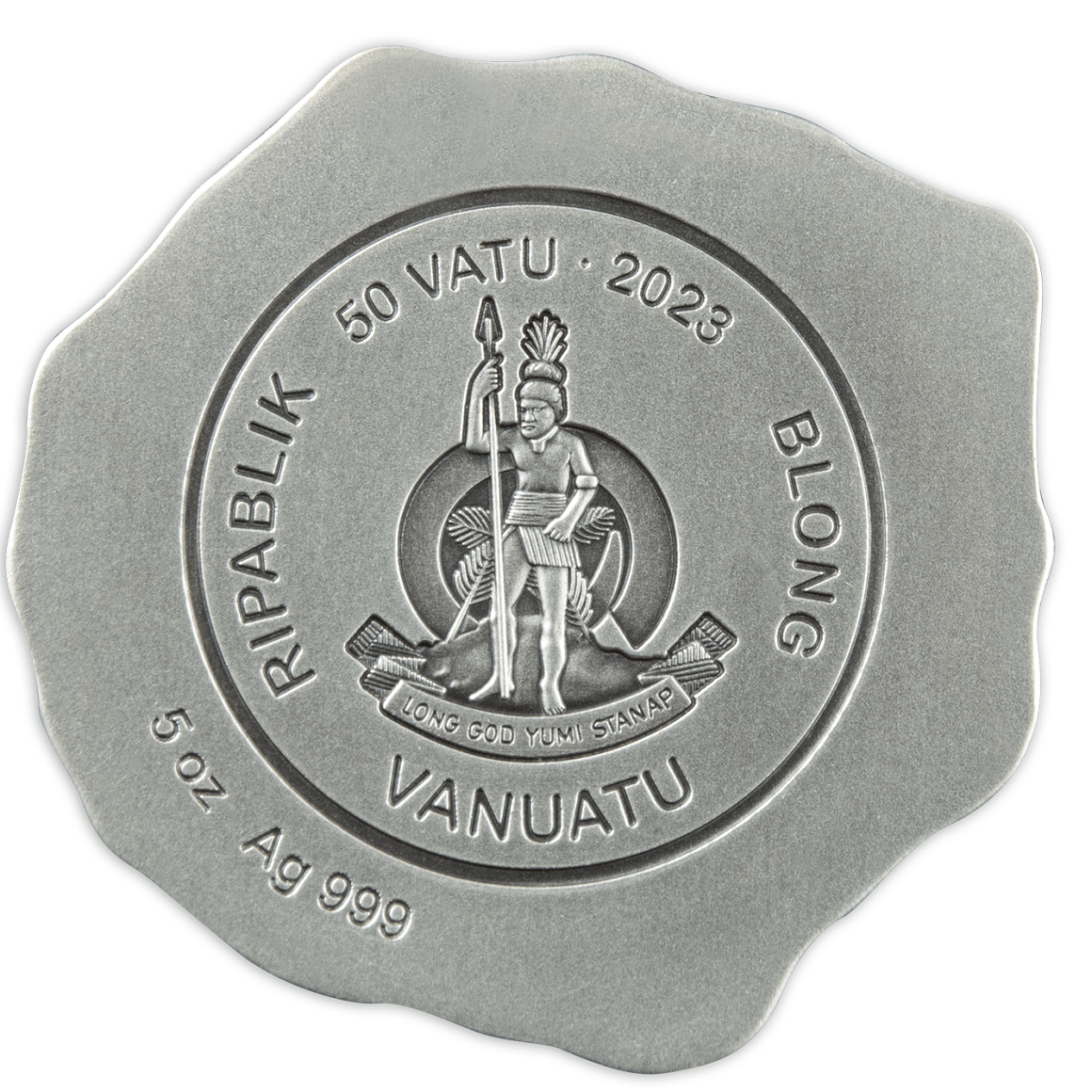 2023 5 oz Vanuatu Volcano .999 Silver 3D coin