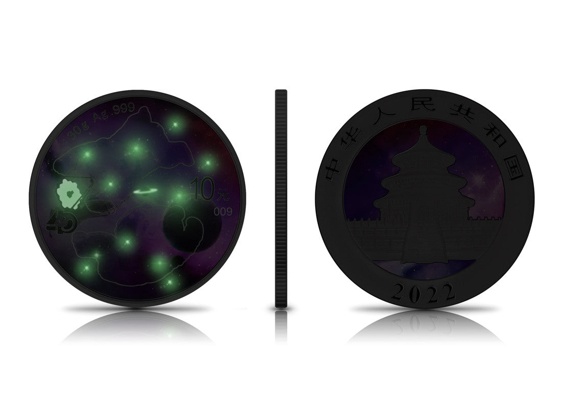 China 2022 Panda 30g .999 Silver BU Coin - Glowing Galaxy IV