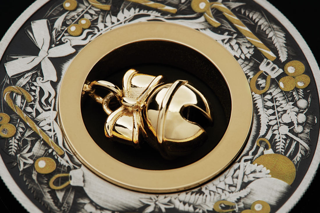 Christmas Jingle Bell 2022 2oz Silver Antiqued Coloured Coin