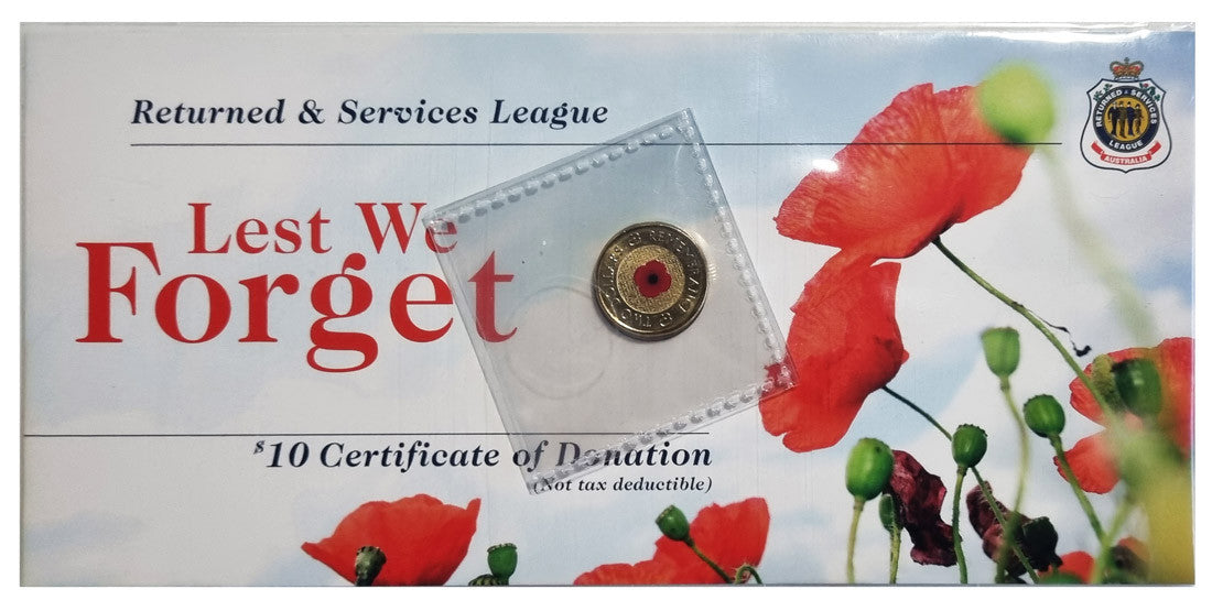 Remembrance Day 2012 $2 Red Poppy Coin on RLS Card
