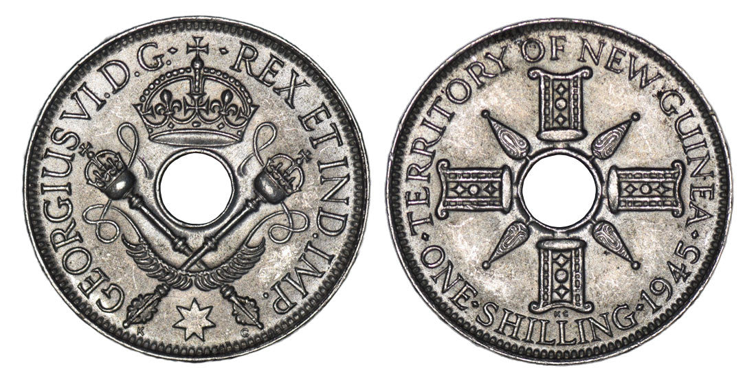 1945 One Shilling George VI New-Guinea EF-aUNC