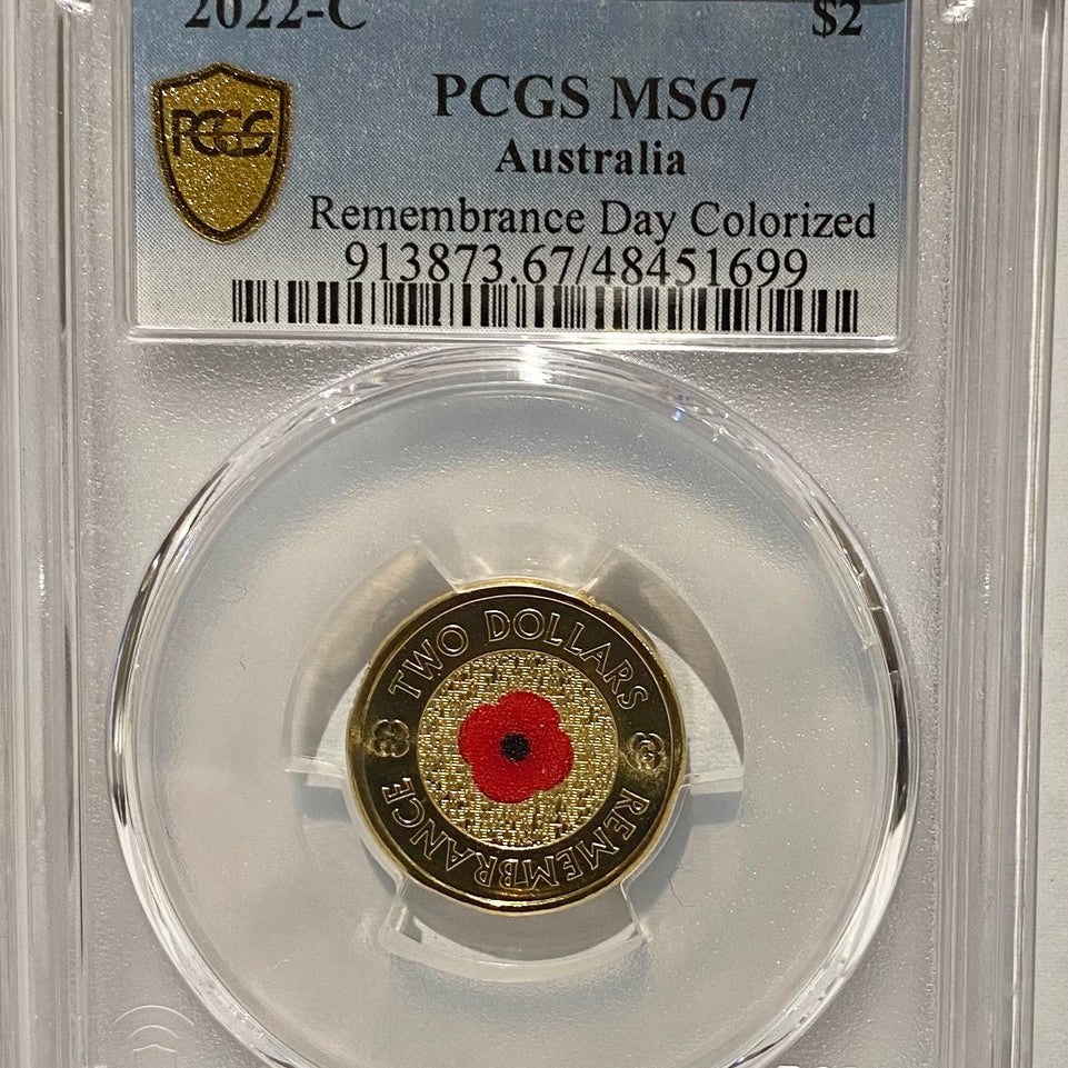 Royal Australian Mint 2022 Remembrance Day $2 Coin - PCGS MS67
