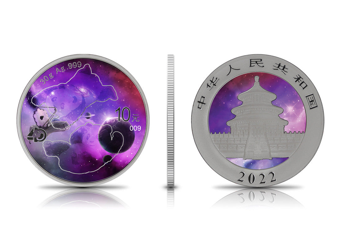 China 2022 Panda 30g .999 Silver BU Coin - Glowing Galaxy IV