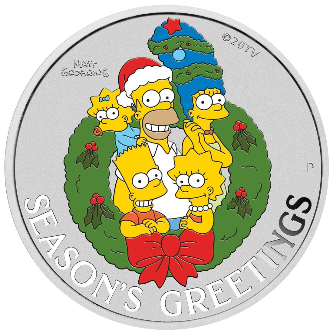 The Simpsons Season’s Greetings 2022 1oz Silver Coloured Coin In Card