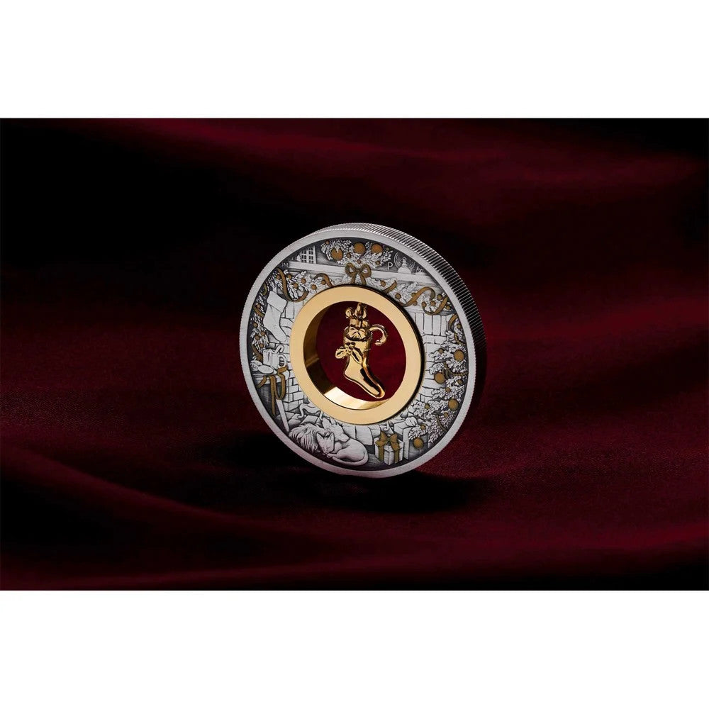 Perth Mint Night Before Christmas 2023 2 oz Silver Antiqued Coloured Coin