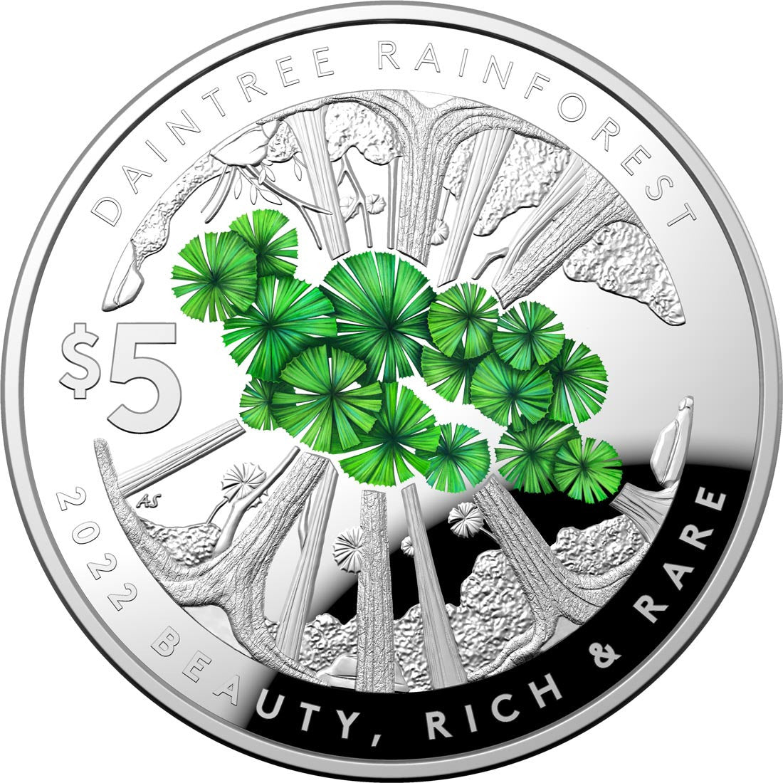 Daintree Rainforest - Beauty, Rich & Rare - 2022 $5 Silver Coloured Proof Domed Coin