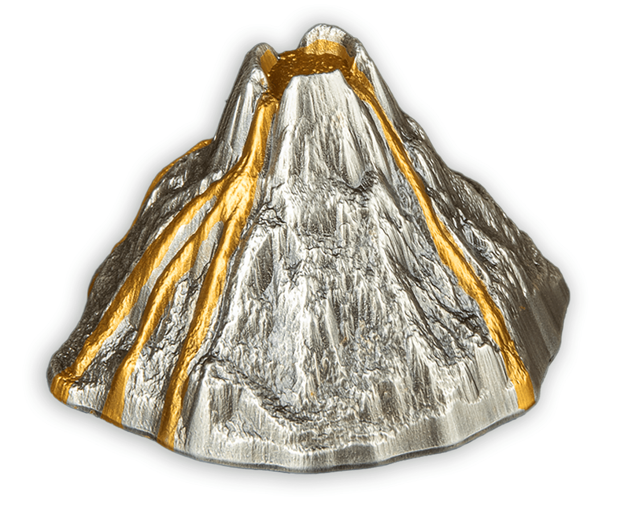 2023 5 oz Vanuatu Volcano .999 Silver 3D coin