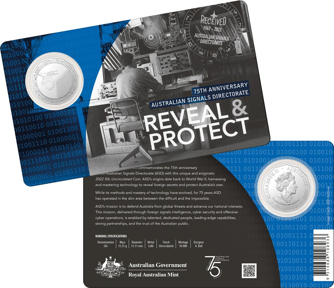 75th Anniversary of the Australian Signals Directorate 2022 50c Uncirculated