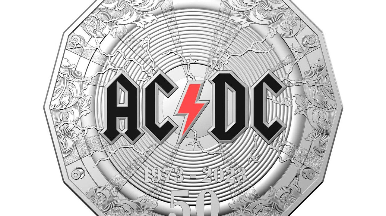 Royal Australian Mint 2023 50c UNC Coin ACDC 50th Anniversary PNC