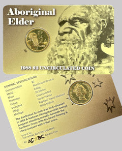 Royal Australian Mint 1988 $2 JC Elder Carded Coin UNC - TAMPER PROOF SEALED CARDED COIN