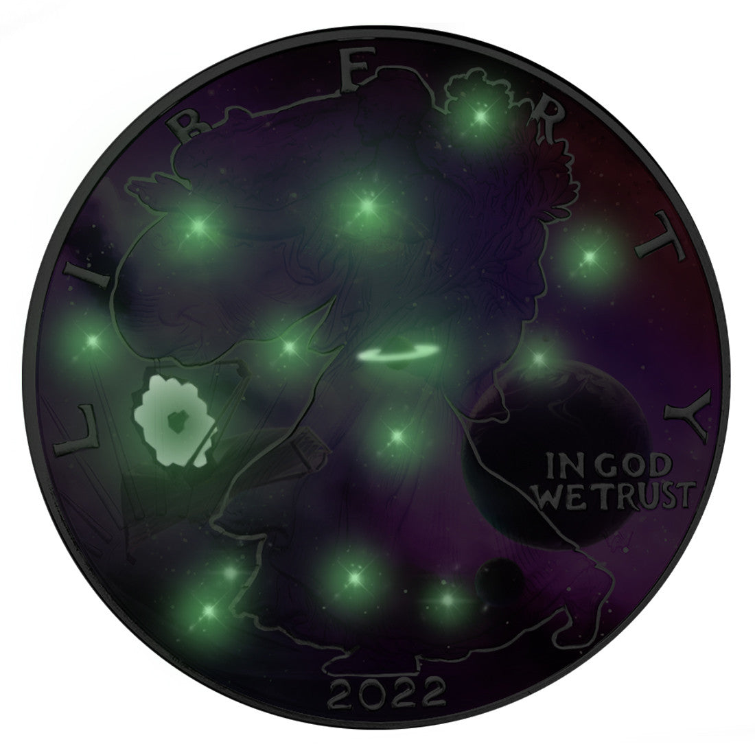 USA 2022 American Eagle 1oz .999 Silver BU Coin - Glowing Galaxy IV