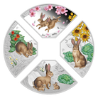 2023 Chinese Lunar Rabbit Quadrant 1 oz 99.99% Silver Proof Coloured 4 Coin Set