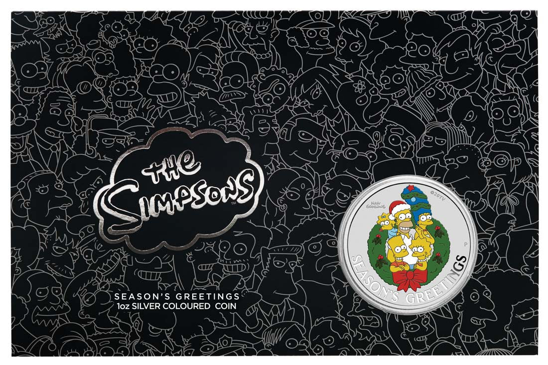 The Simpsons Season’s Greetings 2022 1oz Silver Coloured Coin In Card