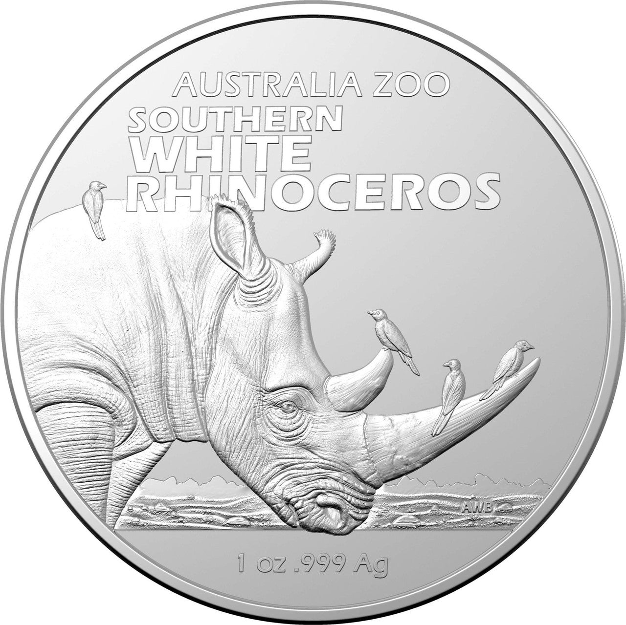 Royal Australian Mint 2023 1oz .999 Silver BU Coin - Southern White Rhinoceros