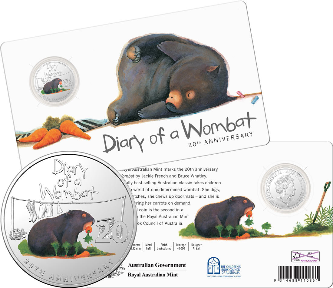 20th Anniversary Diary of a Wombat 2022 Coloured 20c