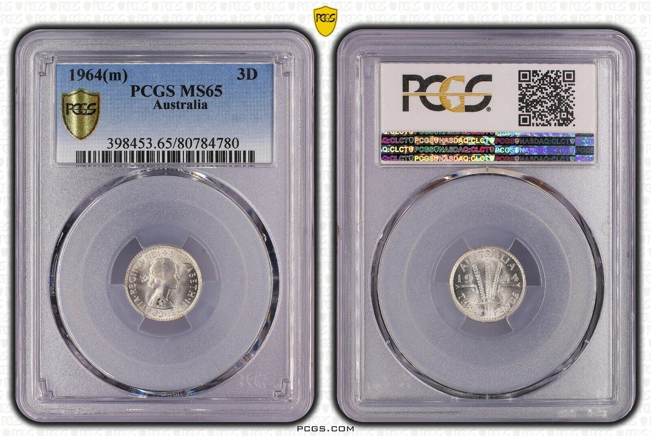 1964M Australian Threepence PCGS MS65
