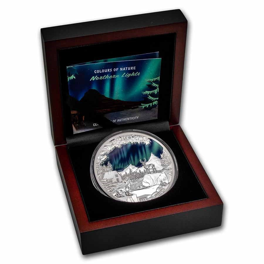 Northern Lights 2023 $5 Colour 5oz Silver Prooflike Coin