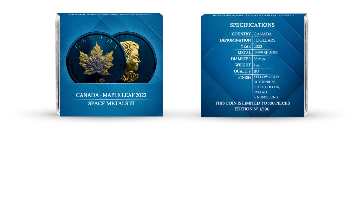 Space Metals III 2022 Maple Leaf 1oz .9999 Silver Bullion