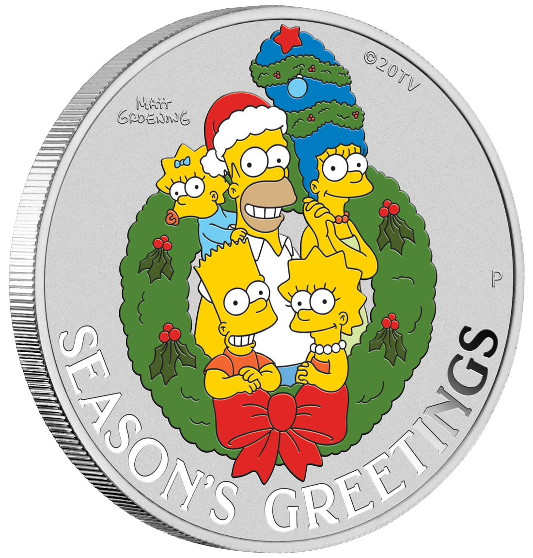 The Simpsons Season’s Greetings 2022 1oz Silver Coloured Coin In Card