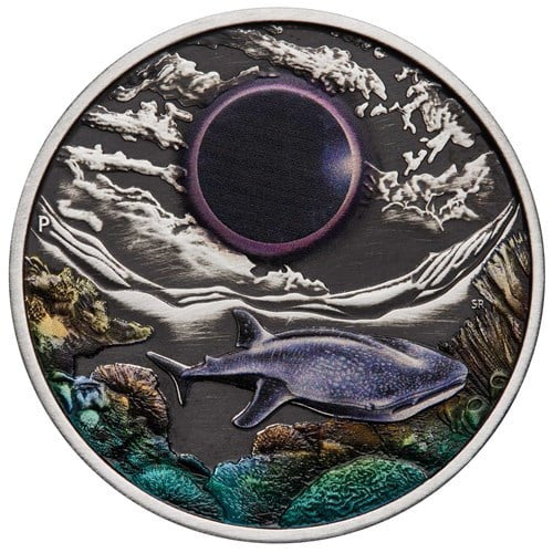 2023 Ningaloo Solar Eclipse 2 oz 99.99% Ag Antiqued Coloured Coin