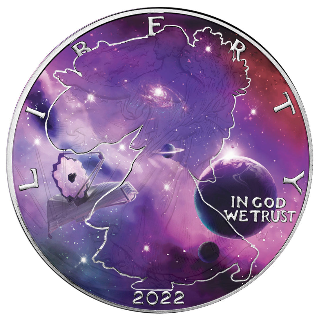 USA 2022 American Eagle 1oz .999 Silver BU Coin - Glowing Galaxy IV