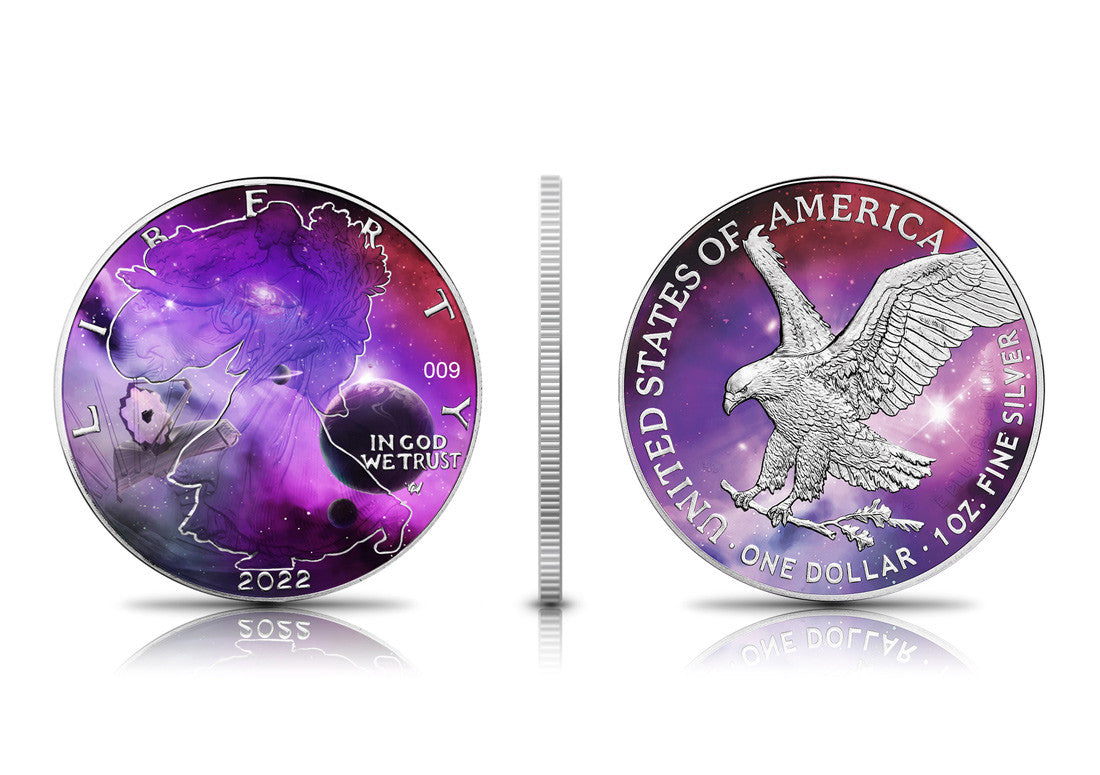 USA 2022 American Eagle 1oz .999 Silver BU Coin - Glowing Galaxy IV