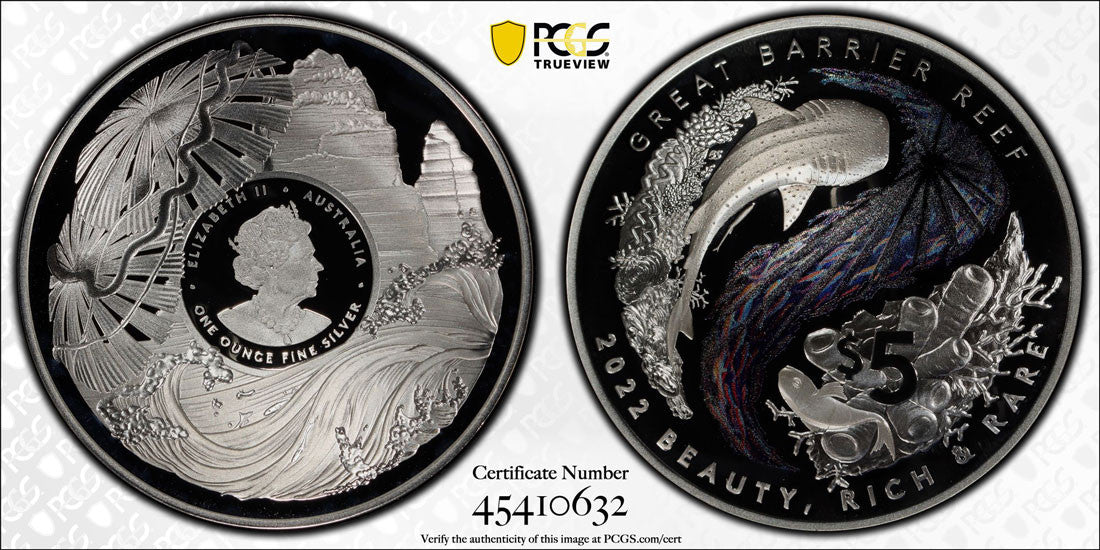 2022 $5 Silver Proof Domed Coin - Beauty, Rich & Rare – Great Barrier Reef PCGS PR70 DCAM