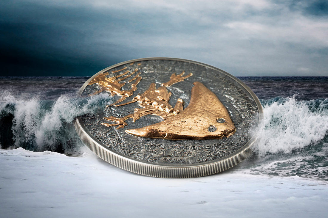 2020 Mongolia 1oz Silver Coin - Diplocaulus - Evolution Of Life