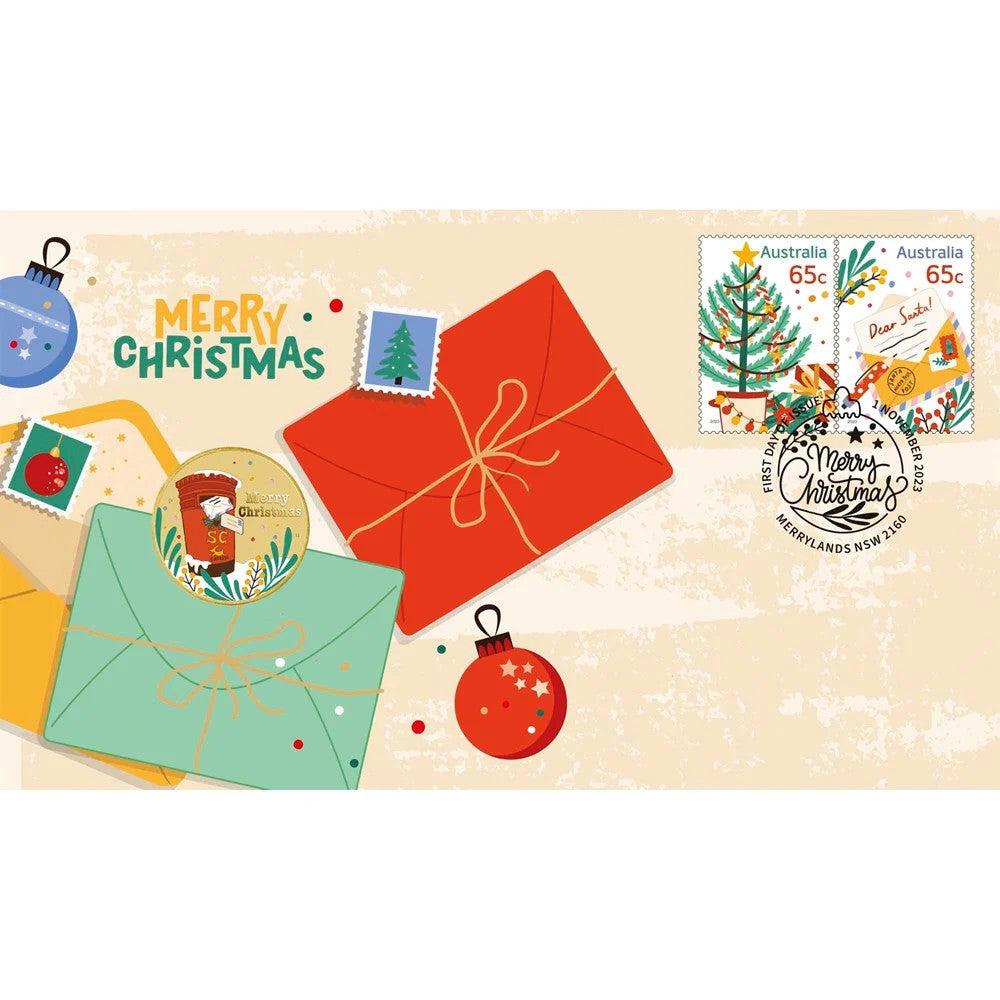Perth Mint Merry Christmas Stamp and Coin Cover PNC