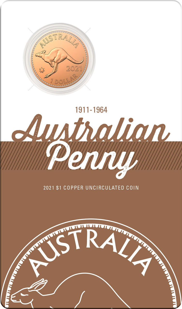 2021 $1 Copper Uncirculated Coin - 110th Anniversary of Penny - George Kruger Gray
