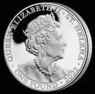 2022 St Helena Queens Virtues : Courage 1 oz .999 Silver Proof Bullion Coin