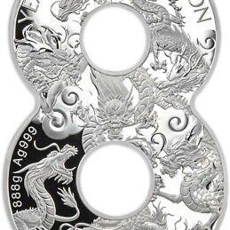 2024 Fiji Lucky 8 - Dragon 888g .999 Silver Shape Coin