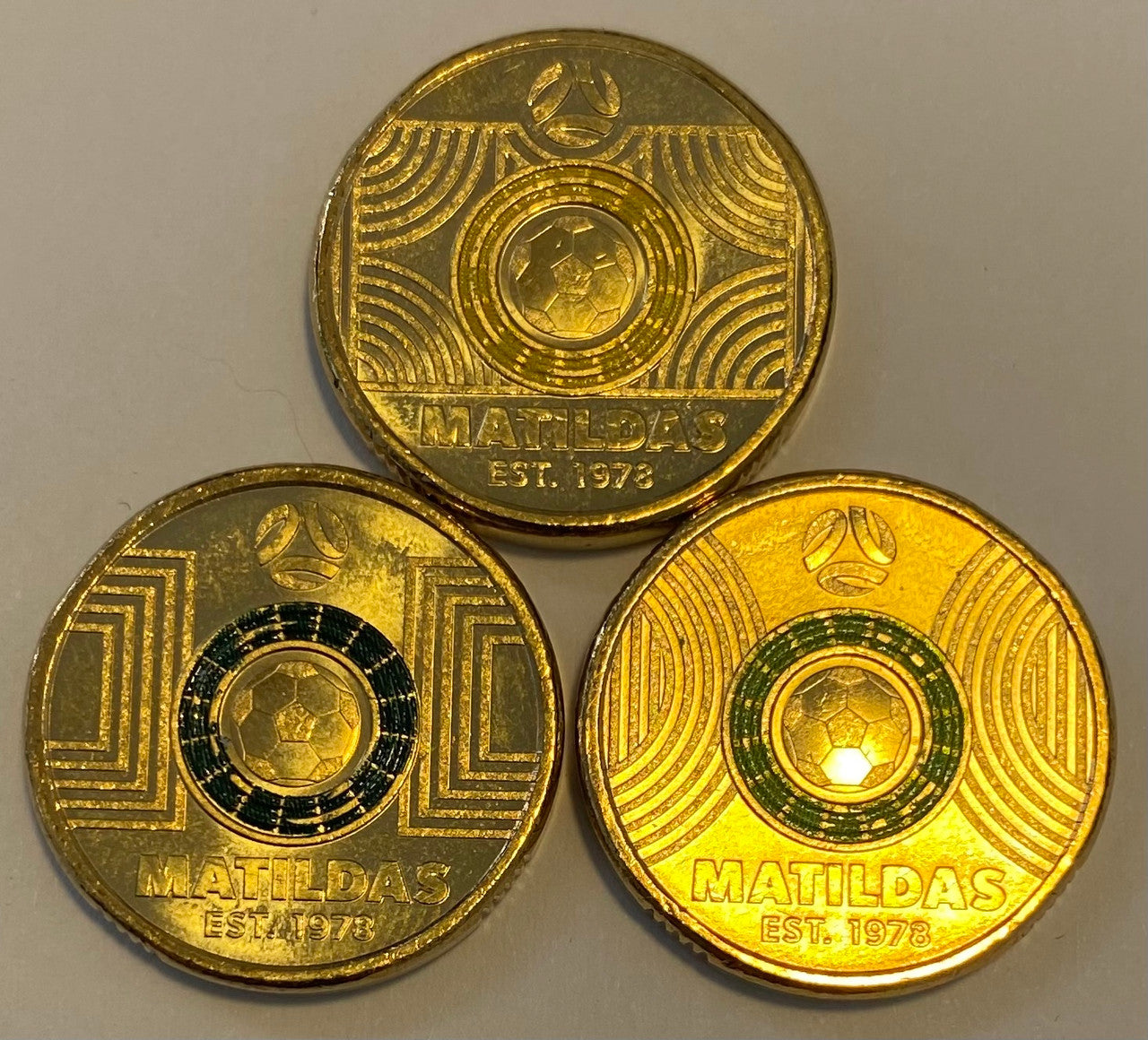 Royal Australian Mint $2 AlBr Set of 3 UNC Matilda FIFA Soccer Coins 2023