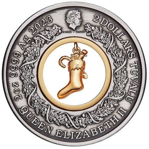 Perth Mint Night Before Christmas 2023 2 oz Silver Antiqued Coloured Coin