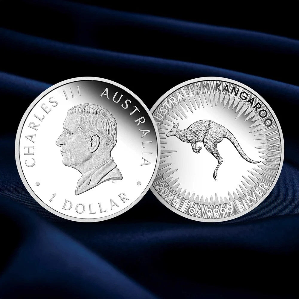 Perth Mint Australian Kangaroo King Charles III Obverse First Issue 2024 1 oz Silver Proof Coin